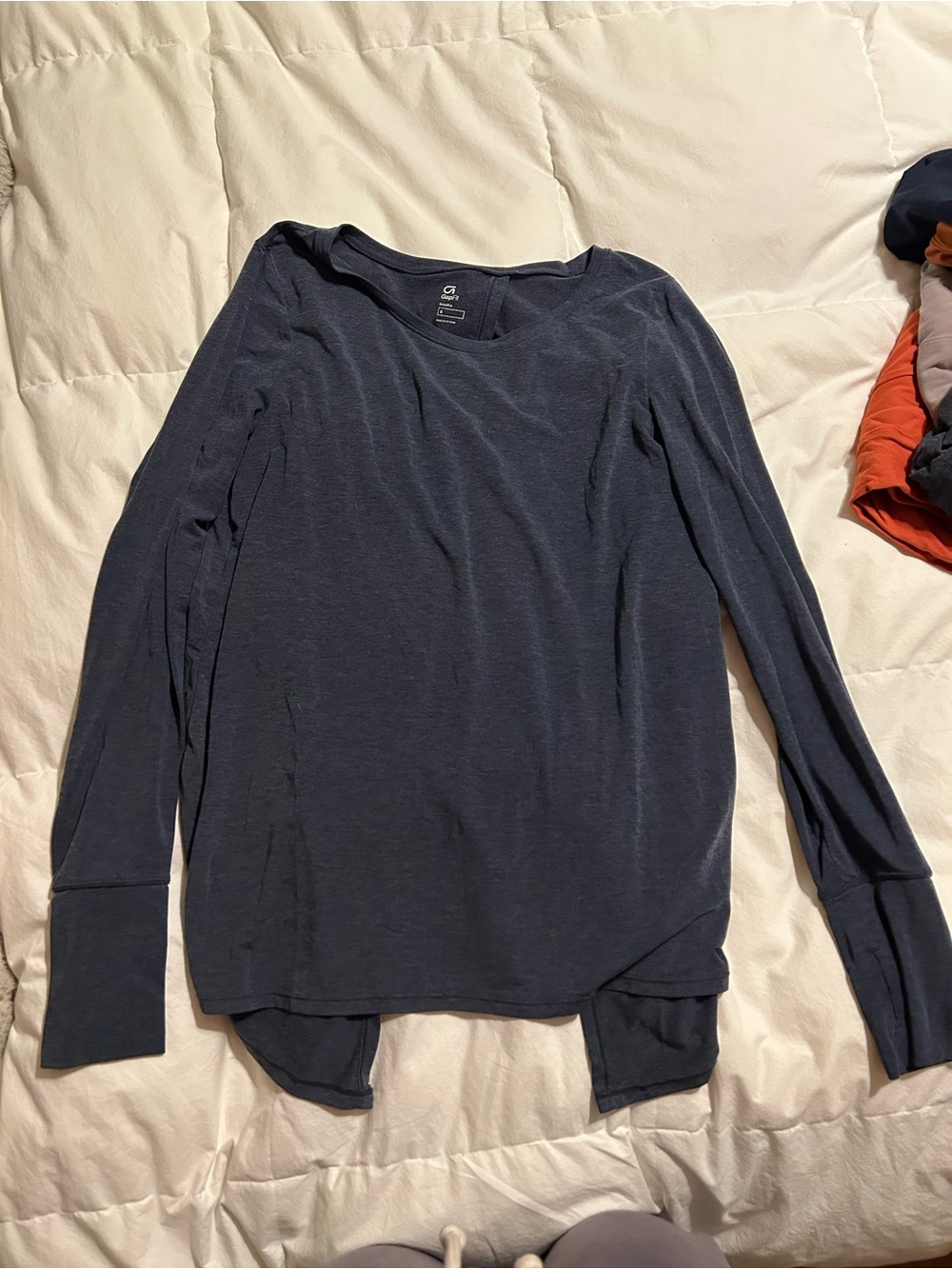 GAP Fit Breathe Navy Long Sleeve Scoop Neck Top